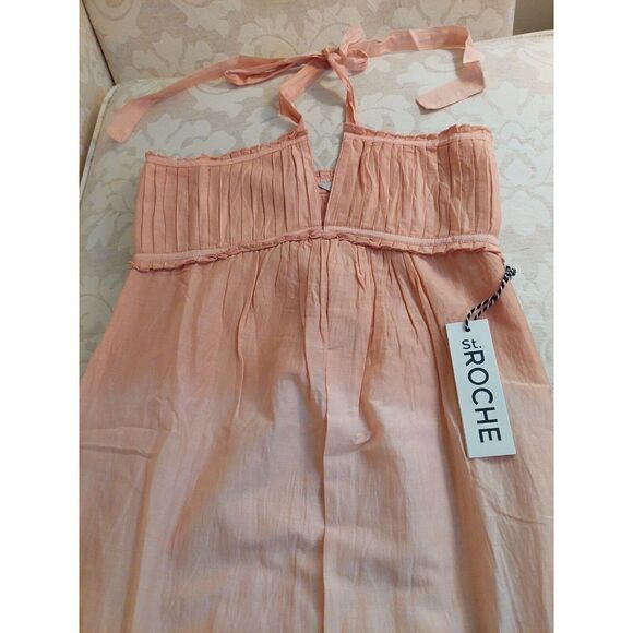 NWT St Roche Dream Maxi Halter Dress Pink Black Cotton/Silk Hand Dyed Sz 2 $485 - Picture 4 of 13